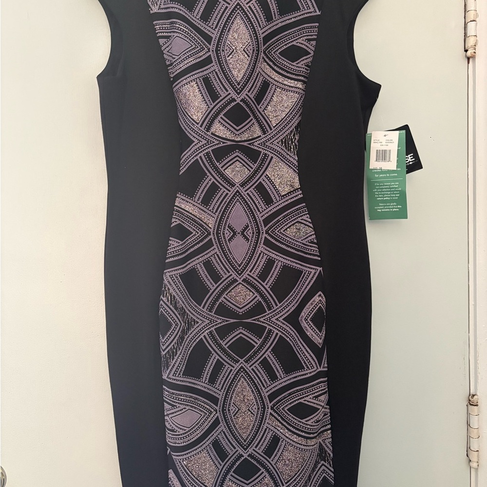 Black & Lilac Geometric Sheath Dress - Women's OR BEST OFFER